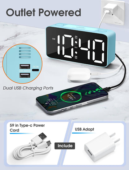 Cadmos 110dB Extra Loud Alarm Clock for Heavy Sleepers Adults, Digital Clock with 7 Color Night Light, RGB Display, Dual USB Charger, Small Clocks for Bedrooms, Kids, Teens (White+RGB)