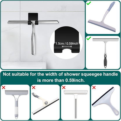 CGBE Shower Holders for Razors, 2 Pack Squeegee Holder and 2 Pack Razor Holder, Razors Holder for Shower Heavy Duty Waterproof Hook for Squeegee Loofah - Black