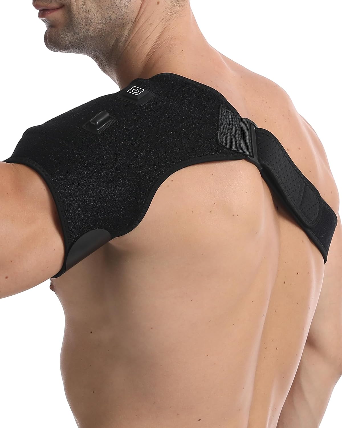 Shoulder Heating Pad - 3-Temperature USB Rechargeable, Adjustable Heat Wrap for Men & Women, Portable Cordless Shoulder Warmer (1 Pce Black-New)