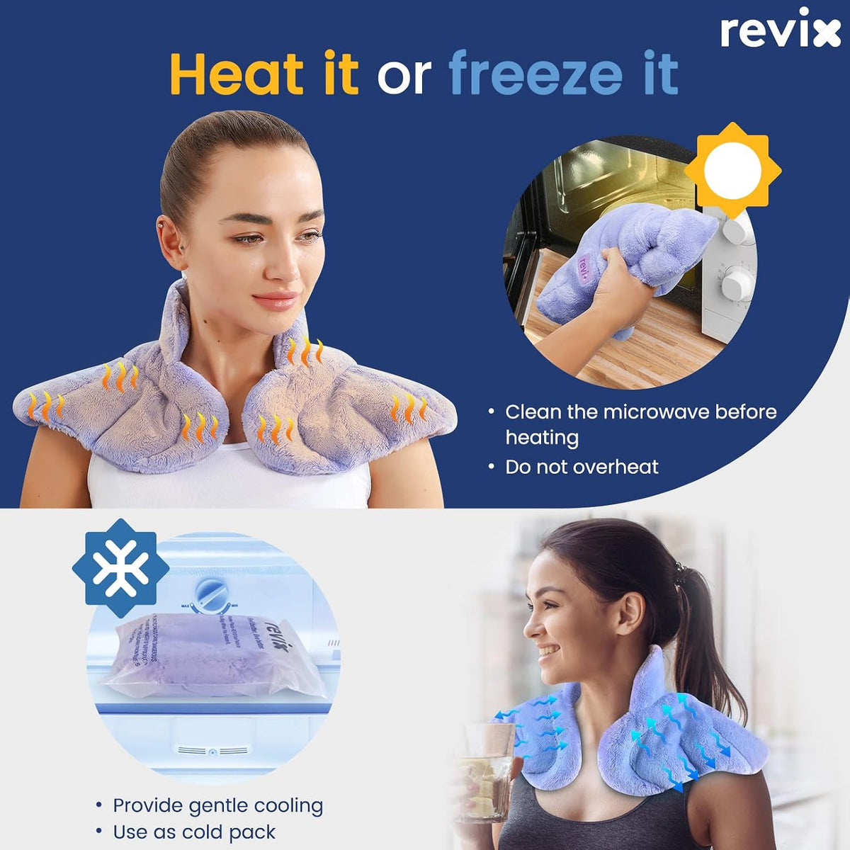 REVIX Microwave Heating Pad Set, Moist Heat Neck Shoulder Wrap & Eye Mask
