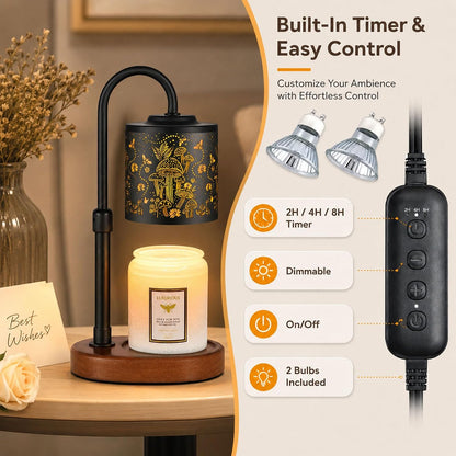 Dimmable Candle Warmer Lamp with Timer Adjustable Height for Scented Jar Candles Electric Candle Wax Melt Warmer for Home Decor Christmas Birthday Gifts for Women Mom(Hummingbird)