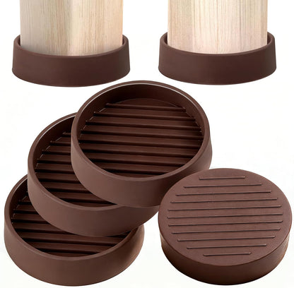 Rubber Non-Slip Furniture Pads, 2"x2" Casters Cup, Round, Brown, 8 PCS | Rubber Feet Floor Protector For Hardwood Floors, Prevent Scratching of The Floor, For Bed Sofa Table and Chair, Stopper