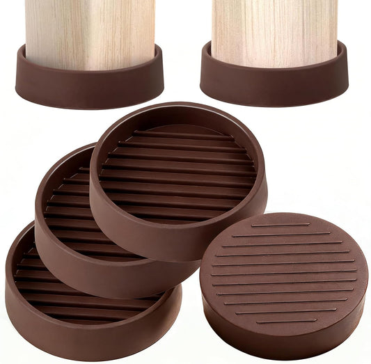 Rubber Non-Slip Furniture Pads, 2"x2" Casters Cup, Round, Brown, 8 PCS | Rubber Feet Floor Protector For Hardwood Floors, Prevent Scratching of The Floor, For Bed Sofa Table and Chair, Stopper