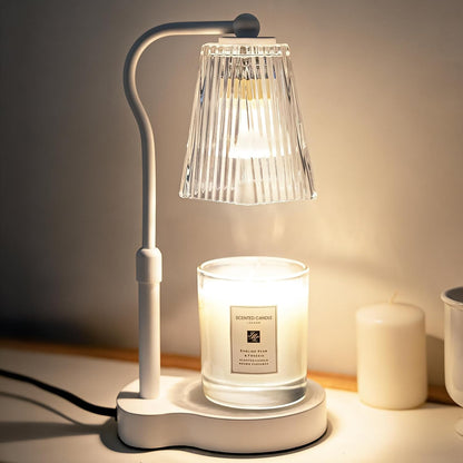 Candle Warmer Lamp with Timer & Dimmable Settings, Adjustable Height Flameless Scented Wax Melter for Jar Candles, Elegant Home Decor Warmer Lamp with 2 Bulbs, Gift for Women Mom Friend Family, White