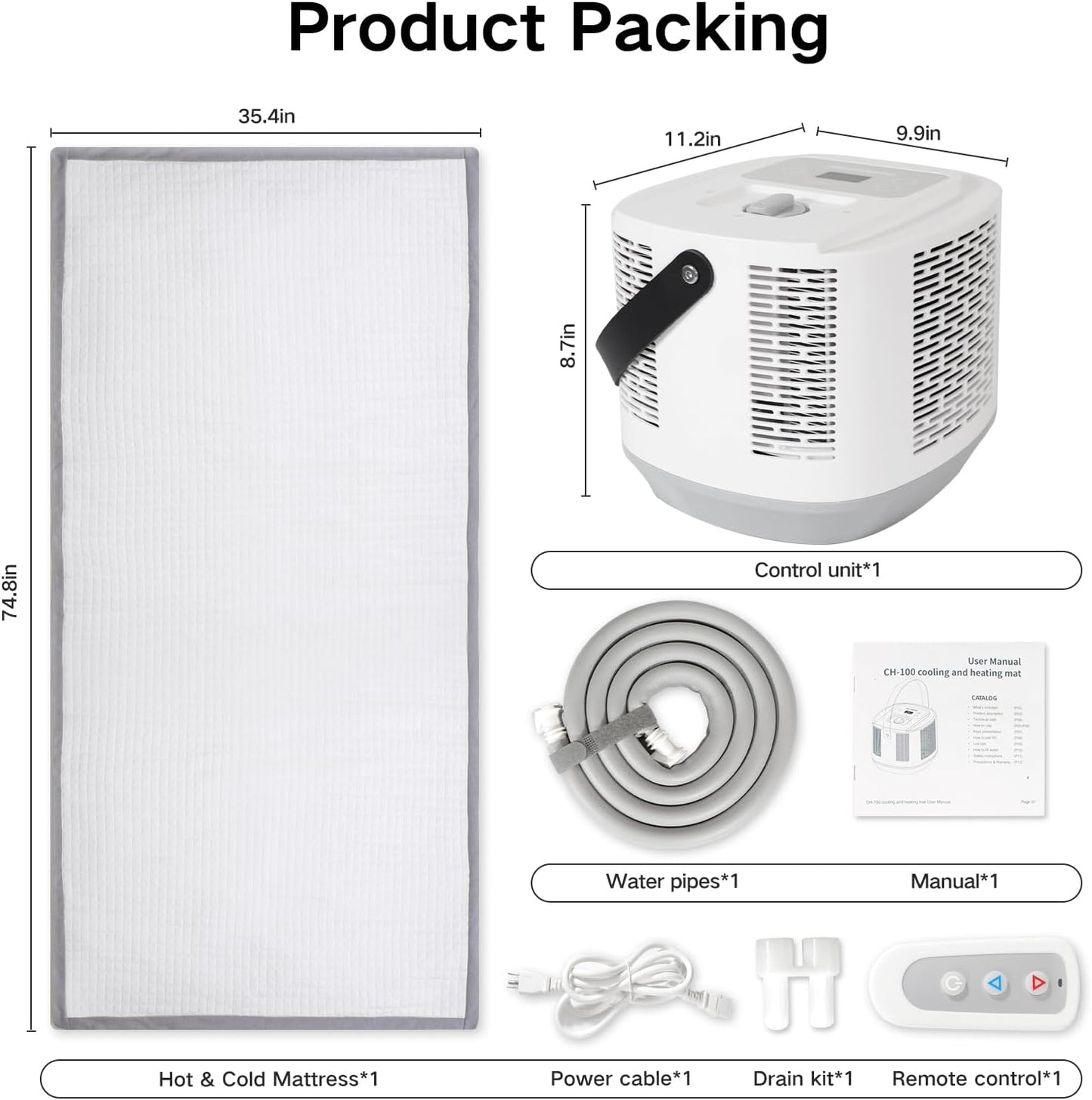 Bed Cooling System with Portable Cooling Mattress & Heater 54-115 ℉, Safe Water Circulation, Low Energy, Quiet Operation, Bed Air Conditioner Under Sheets Ideal for Camping, RVs, and Indoor Use