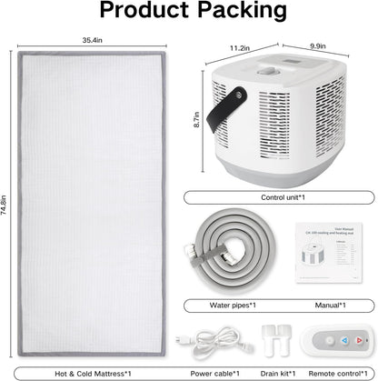 Bed Cooling System with Portable Cooling Mattress & Heater 54-115 ℉, Safe Water Circulation, Low Energy, Quiet Operation, Bed Air Conditioner Under Sheets Ideal for Camping, RVs, and Indoor Use