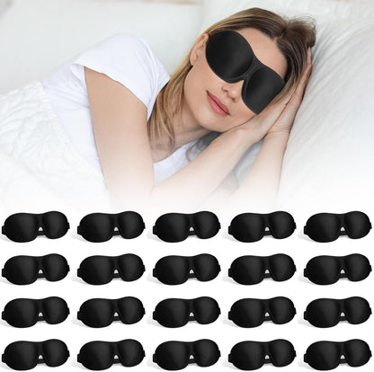 Bonuci 20 Pack Sleep Mask Blackout 3D Eye Mask for Ultralight Sleeping Night Blindfold Eye Covers with Adjustable Strap for Men Women Travel Gift Back and Side Sleeper (Dark Purple)