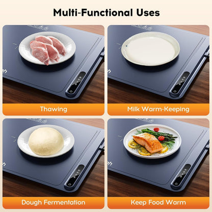 Warming Mat for Food, Voriah Electric Warming Tray with 3 Temp Settings & Auto Shut-Off, Food Warmer with Thick Silicone Surface to Keep Food Warm at Buffet, Parties, and Family Use（Dark Blue）