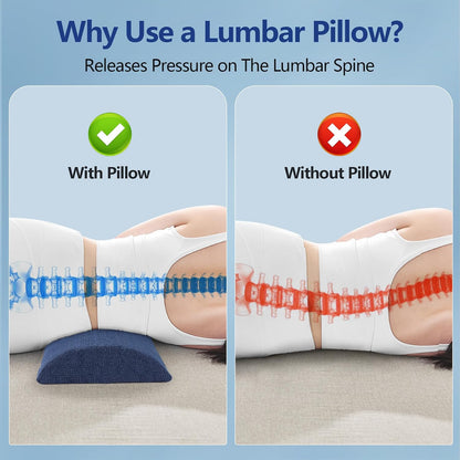 Cozyhealth - 2.95" H*18.7" L - Soft Small Lumbar Pillow for Sleeping, Memory Foam Back Lumbar Support Cushion for Lower Back Pain Relief Bed Waist Sleep Support Pillow for Side, Back (White, Small)