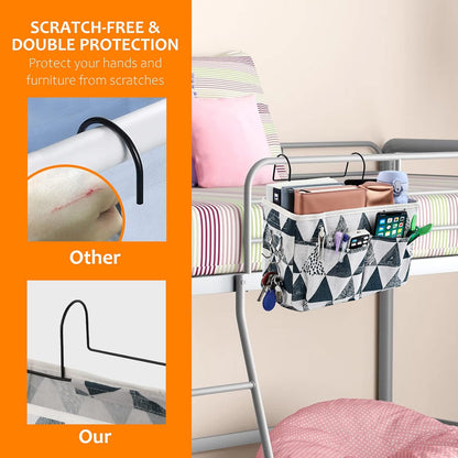 Surblue Bedside Caddy Bedside Storage Bag Hanging Organizer for Bunk, Hospital Beds, Dorm Rooms Bed Rails Camp 4 Pockets and 2 Hooks (Skyblue)