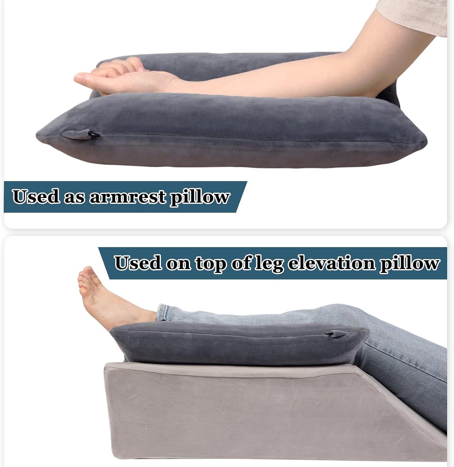 Arm Elevation Pillow Shredded Memory Foam Filled Arm Stabilizer Elevation Pillow for Swelling and Circulation Pain Relief for Shoulder Surgery and Leg Injury Washable Cover