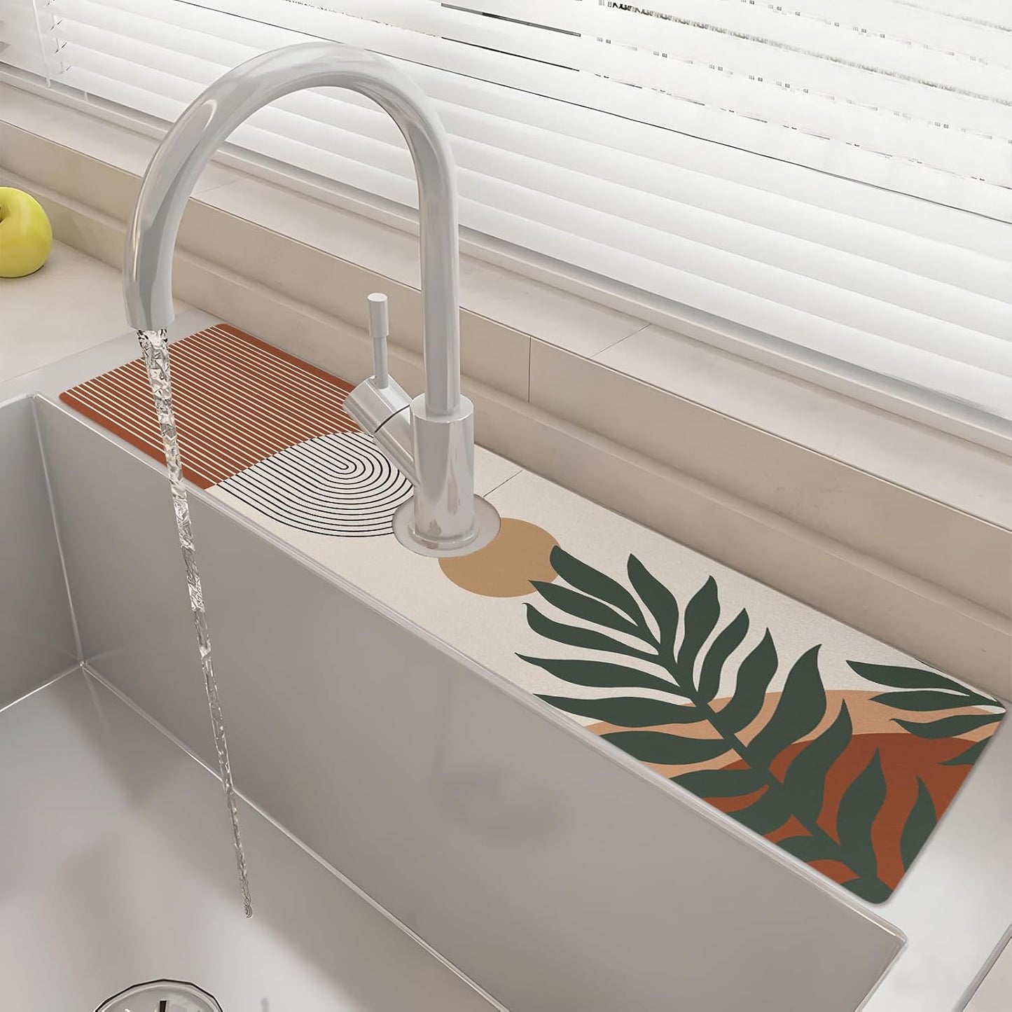 24" X 5.5" Kitchen Sink Splash Guard Faucet Mat Mandala Super Absorbent Fast Drying Faucet Guard & Draining Mat Sink Splash Guard Behind Faucet for Kitchen, Bathroom