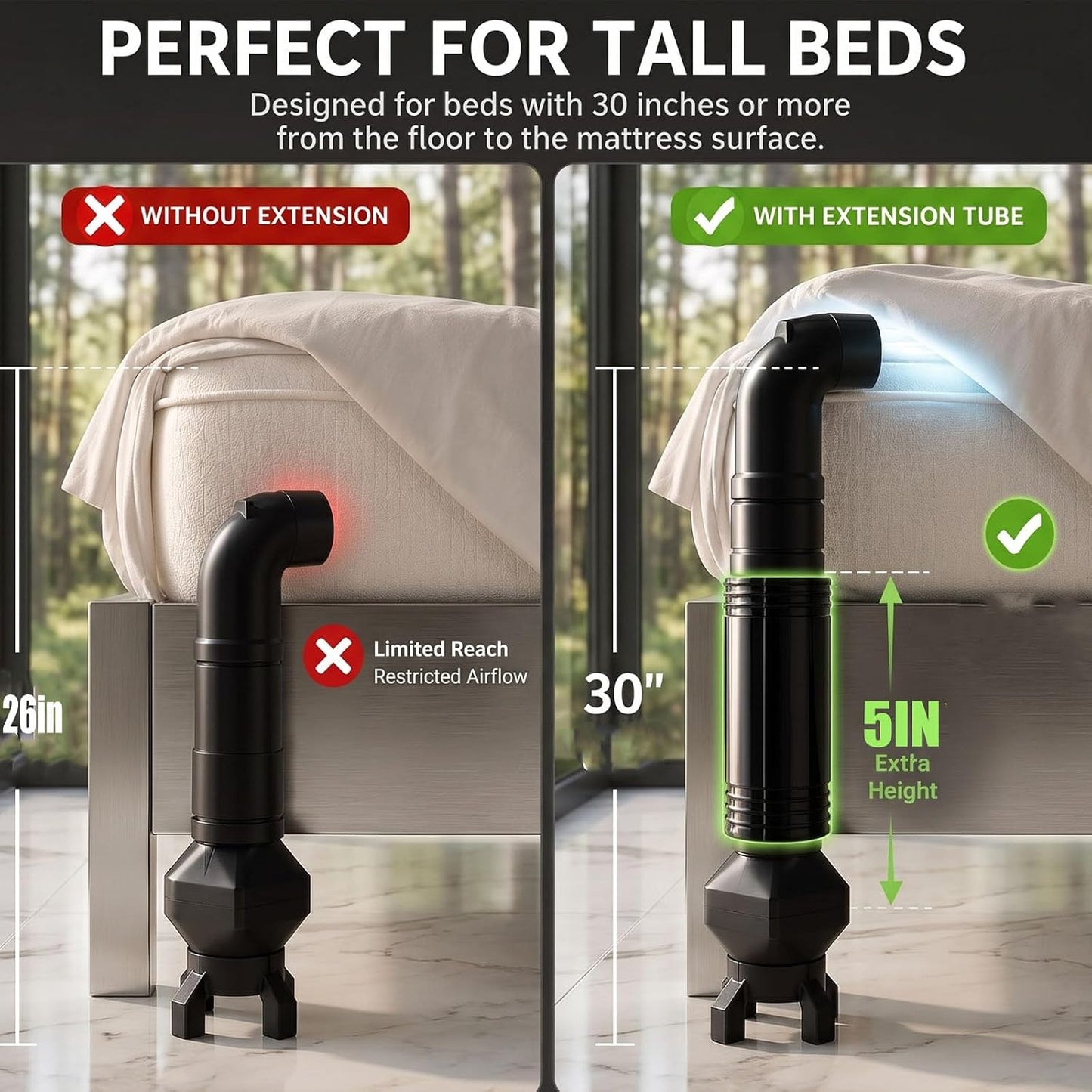 Bed Cooling System Under-Sheet Midnight for Night Sweats, Bed Fan Under Sheets, for Hot Sleepers, Bed Cooler for Cooler, More Comfortable Sleep