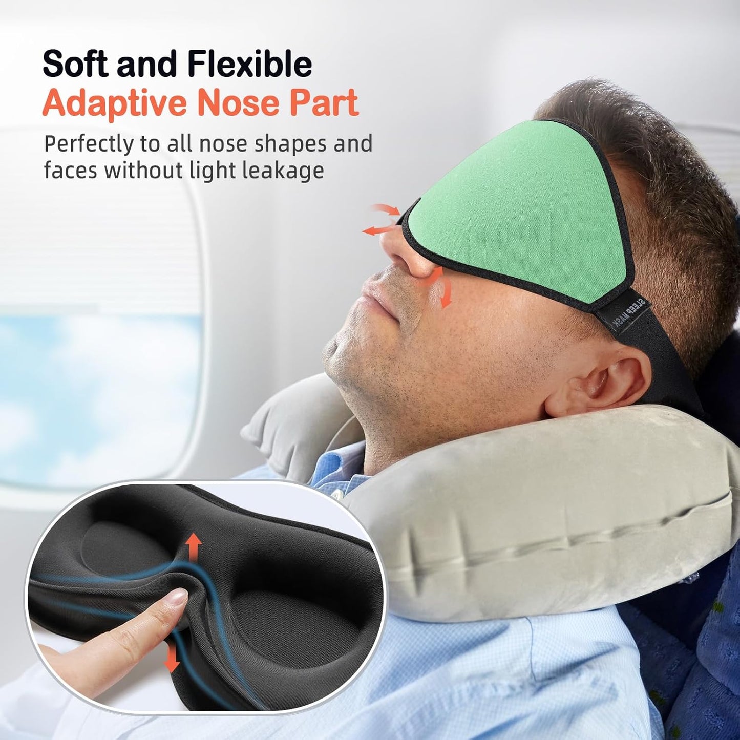 LitBear Sleep Mask for Side Sleeper Women Men, Eye Mask for Sleeping | Light Blocking 3D Contoured Sleeping Mask, Soft Breathable Sleep Eye Mask with Adjustable Elastic Strap for Travel, Black