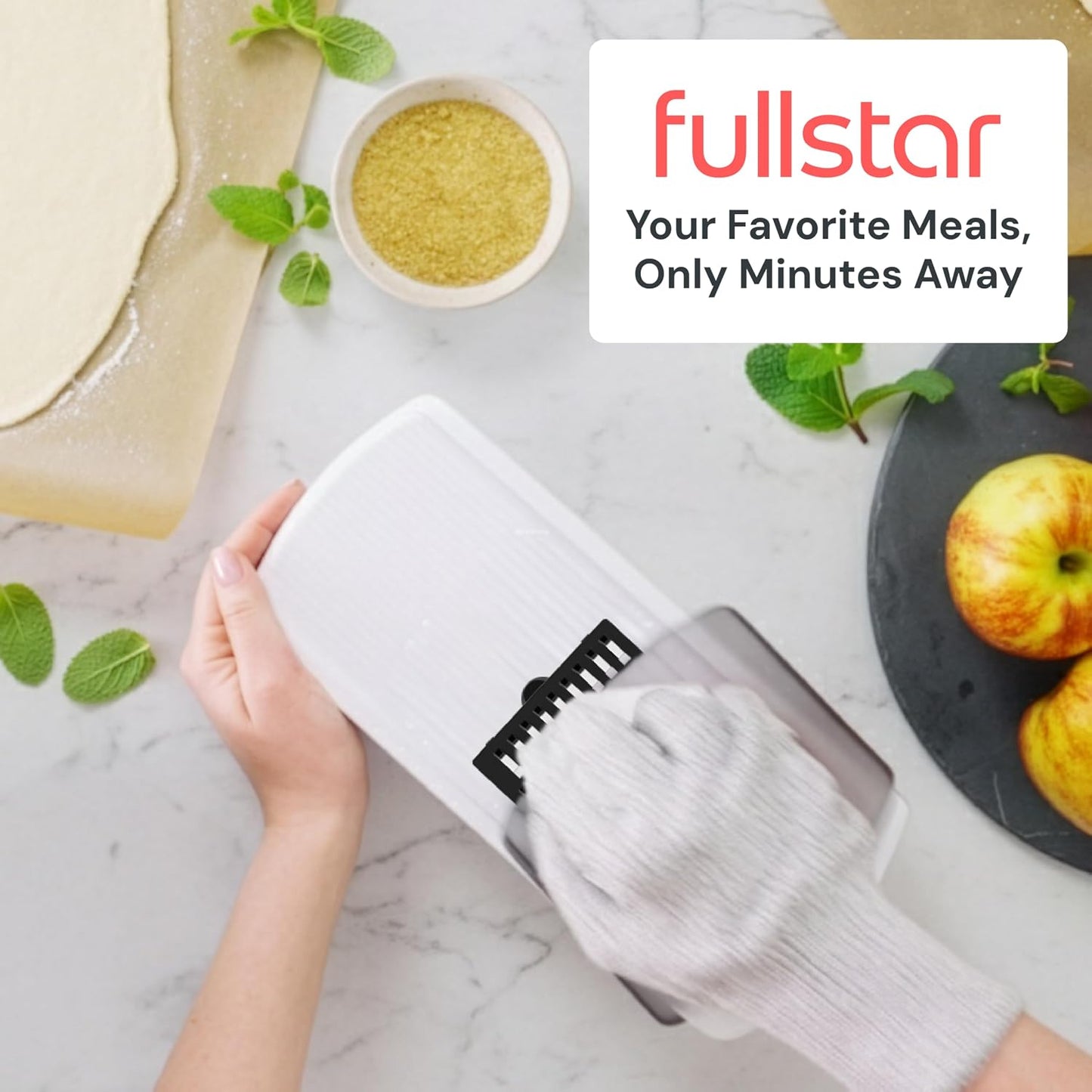Fullstar Pro Mandoline Vegetable Slicer, Grater & Spiralizer with Container | 6 in 1 Fruit Cutter, Cheese Grater & Spiralizer with Safety Gloves, Stainless Steel Blades & Container (Black)