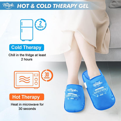 Hilph Foot Ice Pack Slippers, 1 Pair Ice Pack for Feet & Toes Pain Relief | Reusable Hot Cold Therapy for Plantar Fasciitis, Gout, Bunions, Neuropathy Relief, Surgery Recovery, HSA Eligible FSA, Blue