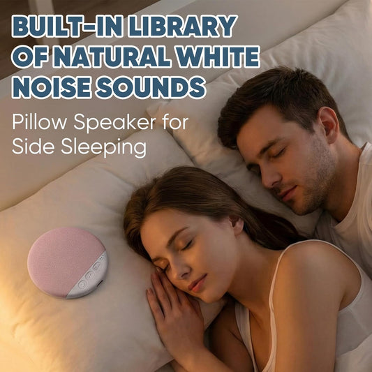 Bluetooth Pillow Speaker for Sleeping, Ultra-Thin Bluetooth Sleep Aid Speaker, Mini Portable Under Pillow Speaker with White Noise Timer Wireless Sleep Aid for Deep Sleep (Pink)
