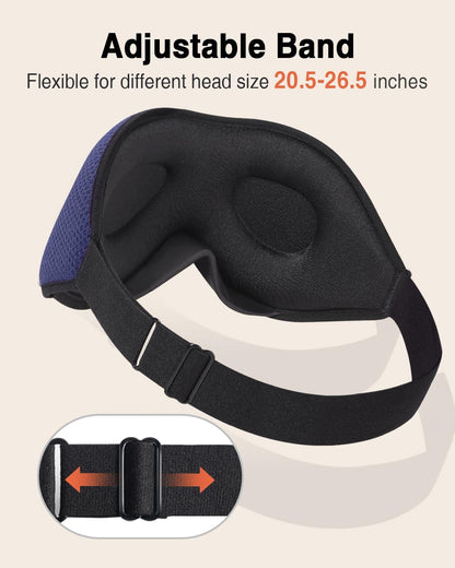 MABAO Sleep Mask for Side Sleeper, Eye Mask for Sleeping Women Men, Black | 3D Contoured Cup No Eye Pressure, 100% Light Blocking Sleeping Mask with Adjustable Strap Night Blindfold Flight, Travel, Nap