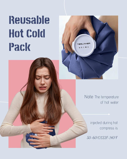 Ice Pack for Injuries with Strap, Ice Bags Reusable Hot Water Bag for Pain Relief, Hot & Cold Therapy Ice Bag, No-Leak Elastic Breathable Ice Cold Pack, Size 11" 2Pcs with Strap Length 41"