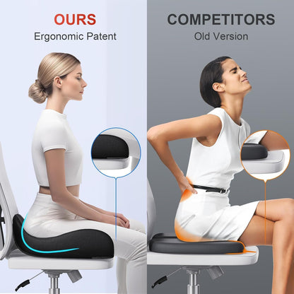 Benazcap Large Ergonomic Seat Cushion Relieves Sciatica & Tailbone Pain