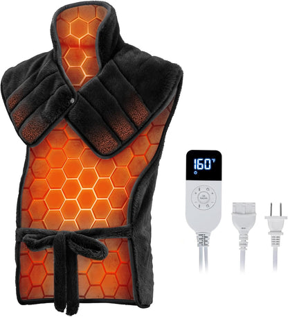 Far Infrared Heating Pad for Neck and Shoulders and Back | 6X Deeper Targeted Heat Therapy for Fast Chronic Pain Relief in Seniors – 20% Heavier, 8 Heat Levels, 4H Auto Shut Off