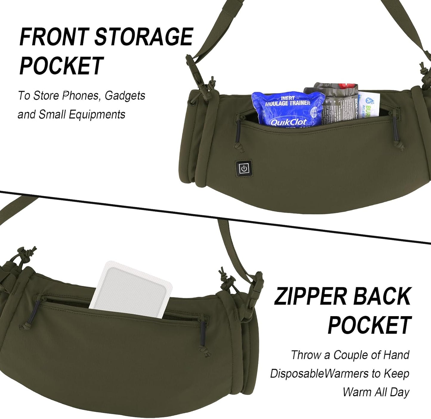 Tactical Hand Warmer,Portable Drop Hanger Waist Handwarmer Pouch for Hunting Golf Camping Fishing, Hiking, Football Winter Outdoor Field Survival.