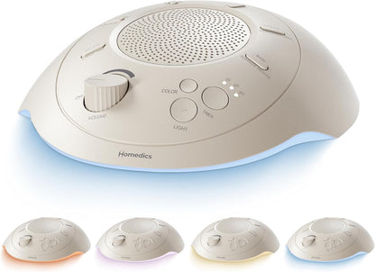 Homedics White Noise Portable Sound Machine, Night Light, Cream