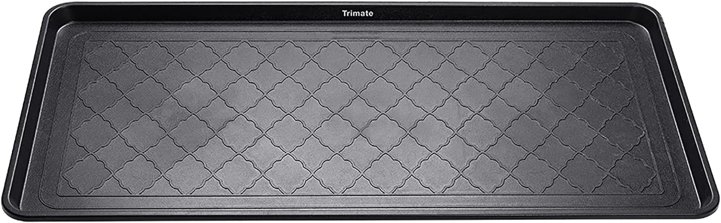 All Weather Boot Tray Extra Large 40"x20" - Brown Plastic Shoe Mat | Multi-purpose mudroom entryway tray with 1.25" raised edges - fits shoes, pet bowls & plants - 100% recycled polypropylene