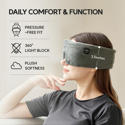 HubiCare Plush Heated Sleep Eye Mask with 2500mAh Battery, Ultra-Soft Warm Compress for Dry Eyes & Relaxation, 3 Heat Levels, Auto-Off Timer, Portable Adjustable Eye Warmer