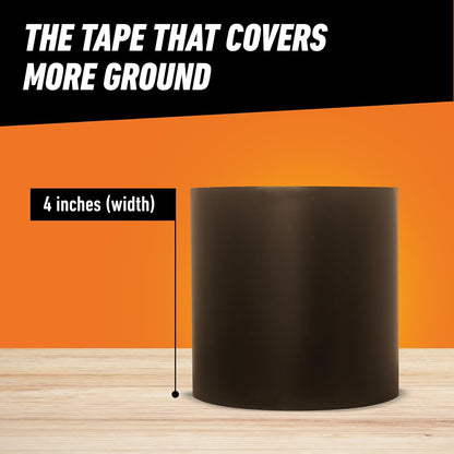 GORILLA Waterproofing Tape, Permanent, Black, 4" x 10', 1-Pack | Weather Resistant Seal for Leaks & Repairs, Air & Moisture Barrier, Bonds Metal, Plastic, Wood, Rubber & Vinyl