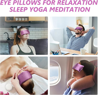 RelaxCoo Lavender Eye Pillow for Relaxation, Yoga, Sleeping, Weighted Eye Mask Heated for Headache, Sinus, Dry Eyes Relief, Moist Heat Eye Compress, Meditation Accessories with Aromatherapy, Pack of 2