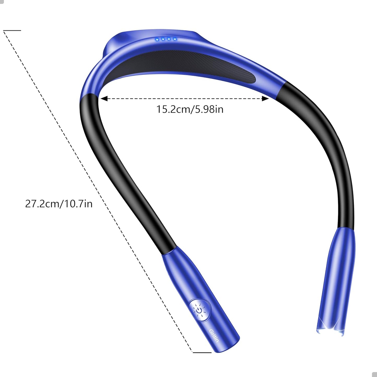 Gritin Book Light, Eye Caring 3 Colors & Dimmable Brightness Reading Light | Bendable Arms, 80+Hrs Runtime, Neck Round Design, Comfortable & Lightweight Neck Light for Reading in Bed, Crafting, Knitting