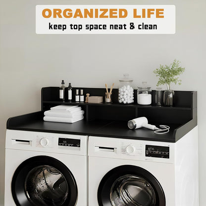 Washer Dryer Countertop with Shelf, 2-Tier Laundry Countertop Over Washer and Dryer, 54" x 27.55" Wooden Table for Folding Clothes for Laundry Room Organization and Storage (Oak)