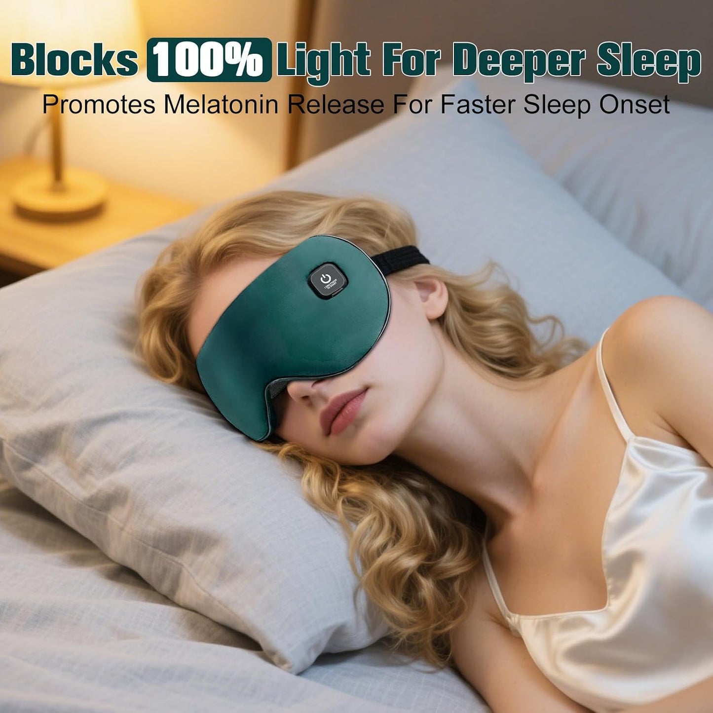Heated Eye Mask, Rechargeable Detachable Washable Faux Silk Electric Cordless Dry Eyes Warmer Compress Graphene Sleep Mask Travel Gifts for Men Women, 3 Heat Levels & Auto-Off, Black