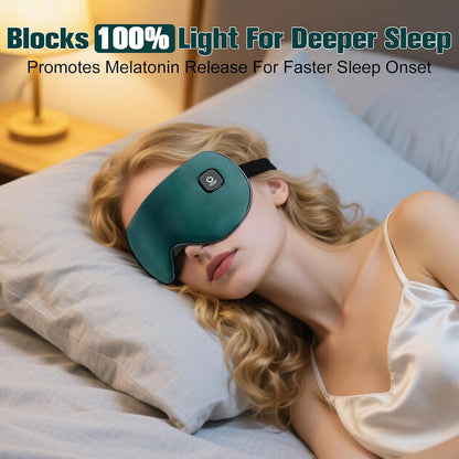 Heated Eye Mask, Rechargeable Detachable Washable Faux Silk Electric Cordless Dry Eyes Warmer Compress Graphene Sleep Mask Travel Gifts for Men Women, 3 Heat Levels & Auto-Off, Black