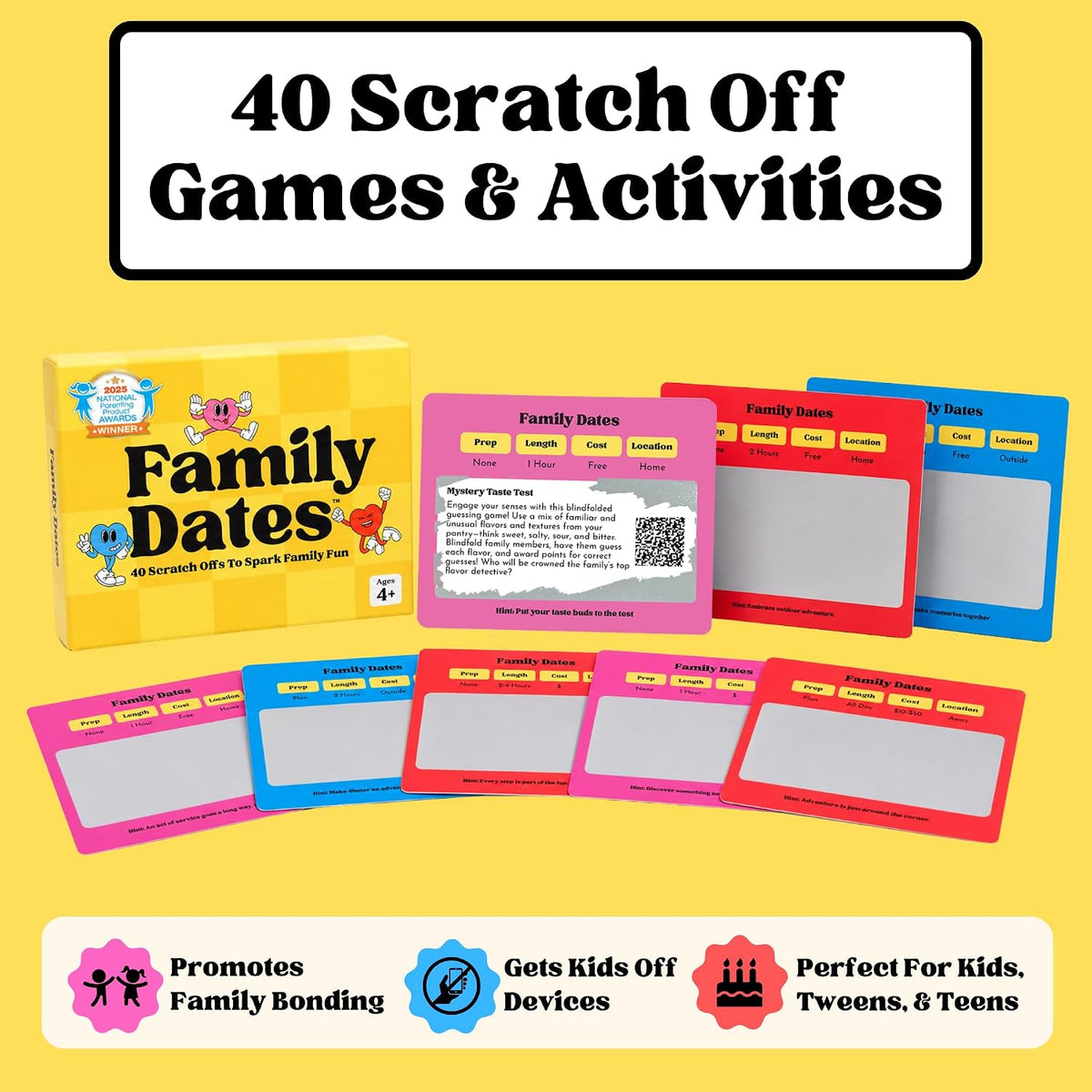 Happy Duo Family Dates – 40 Scratch-Off Family Games & Activities, Ages 4+