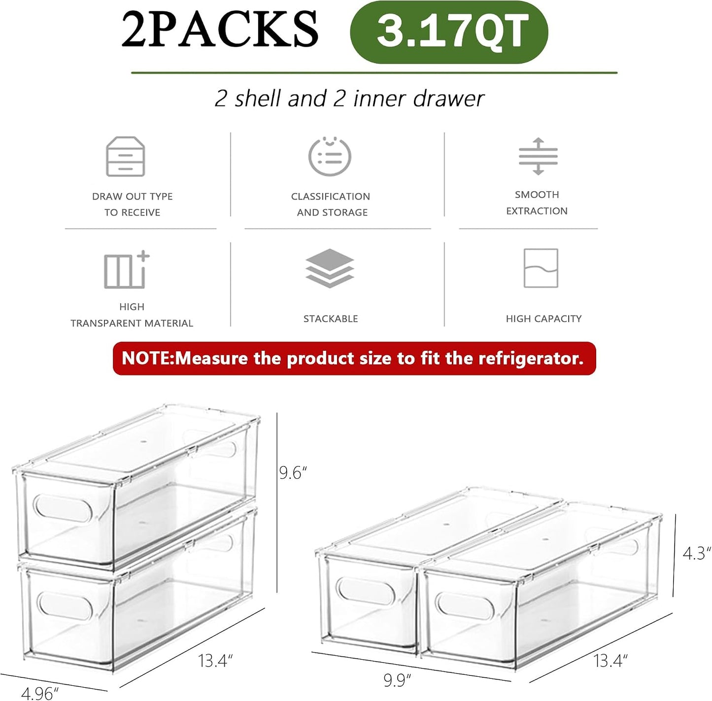5 Pack Fruit Storage Containers for Fridge,Produce Container for Fridge with Removable Colanders,Leakproof Refrigerator Organizers and Storage for Produce Berry Vegetable Salad Meat Food Keep Fresh