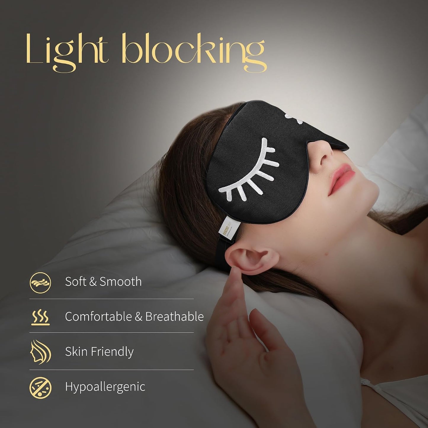 ZIMASILK Adjustable 100% Mulberry Silk Sleep Mask | Super-Smooth Soft Natural Silk Eye Mask for Sleep, Travel, Multiple Color Options ( Navy Blue )