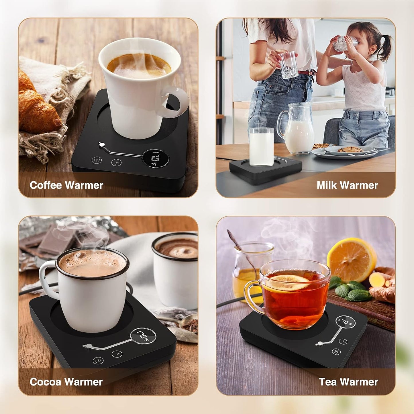 Tiptop Home Coffee Mug Warmer for Desk, Auto Shut Off, 3 Temperature Settings, Smart Candle & Tea Warmer with Gravity Sensor