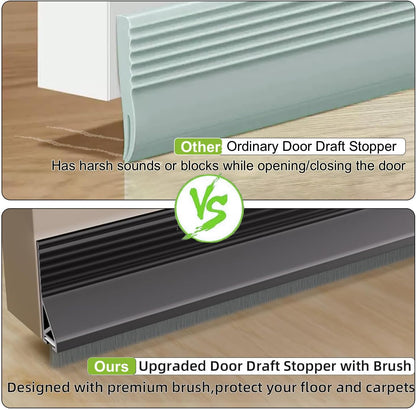 2 PCS Door Brush Bottom Sweep, Draft Stopper 2" W x 39" L, Black | No Residue, Strong Adhesive Self Adhesive Door Sweep for Bottom, Bottom Seal Strip for Dust/Noise/Hot or Cold Air Insulation