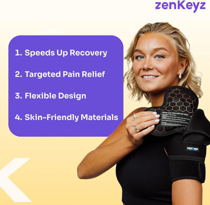 ZENKEYZ Reusable Gel Shoulder Ice Pack - 8x10 in, Black