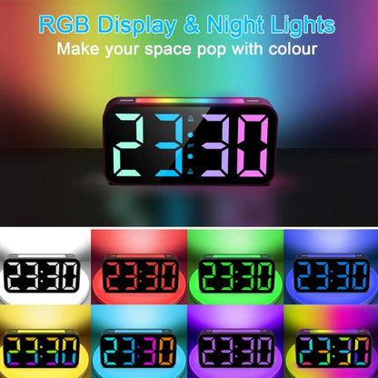 ciciglow RGB Loud Alarm Clock with Bed Shaker for Heavy Sleeper, 3 Modes Vibrating Alarm Clock, 7.4 Inch LED Display, 12/24H, Snooze, Brightness Adjustable