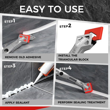 7 in 1 Caulking Tool with 5 Silicone Pads and 10pcs Caulking Tool Kit, Caulk Remover Tool with Replacement Blades and Unclogging Needle, Caulking Removal Tool for Kitchen Bathroom and Window