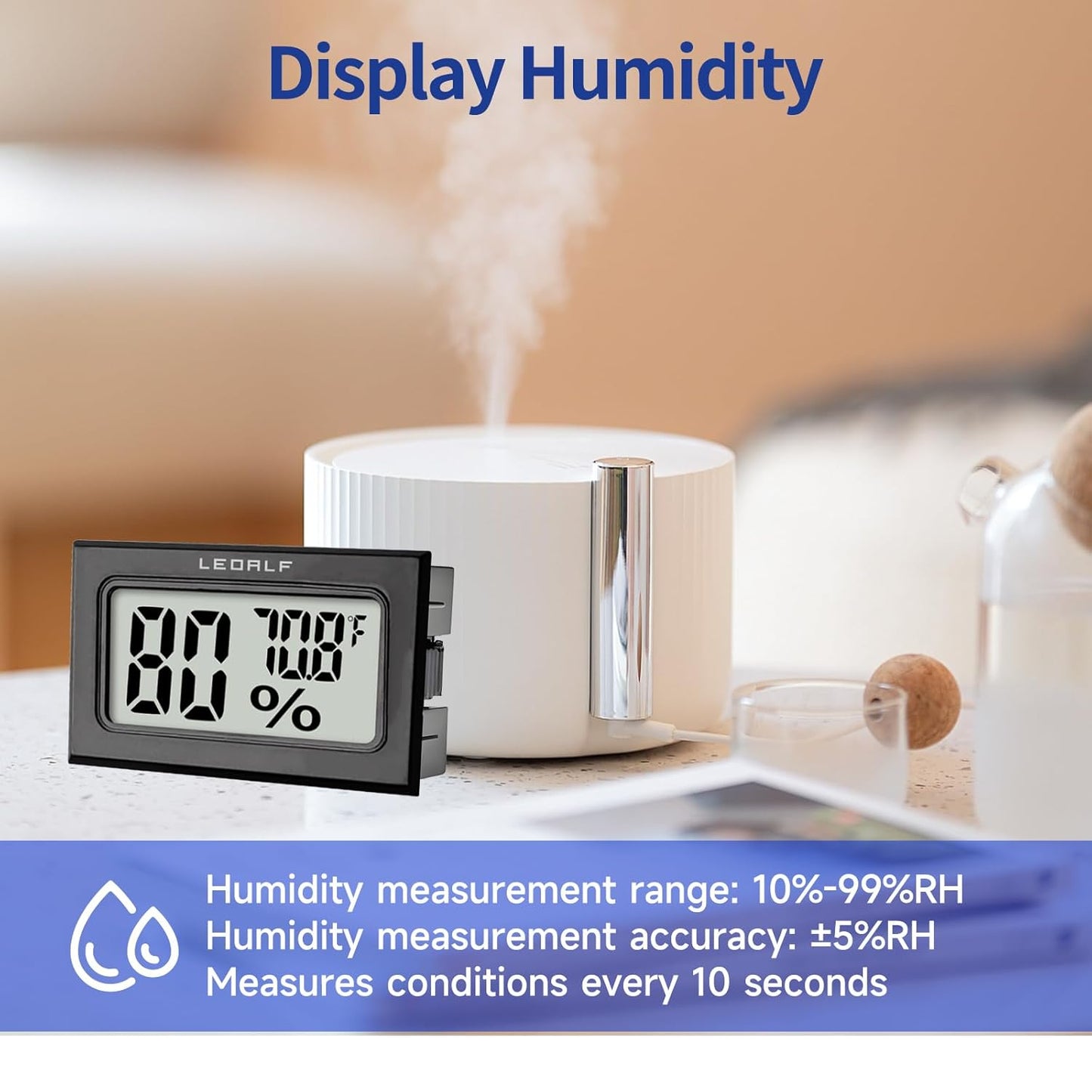 Mini Humidity Meter Hygrometer 6 Pack Room Thermometer Indoor Digital Temperature and Humidity Monitor (Black)