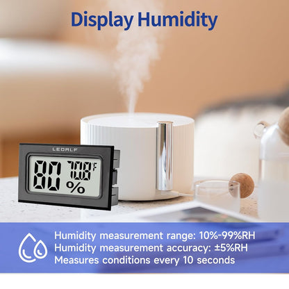 Mini Humidity Meter Hygrometer 6 Pack Room Thermometer Indoor Digital Temperature and Humidity Monitor (Black)