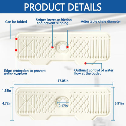 Kitchen Sink Splash Guard Gen2-30" x 6'' Silicone Sink Mat Splash Guard fit for Countertop, Bathroom,Farmhouse,RV by EBIGIC (Grey)