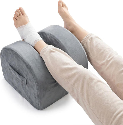 Leg Elevation Pillow for Knee Replacement Surgery Recovery with Handle | Firm Support Foam, Portable Wedge, Removable Cover, Lightweight, Anti-Slip, Breathable, Machine Washable Cover