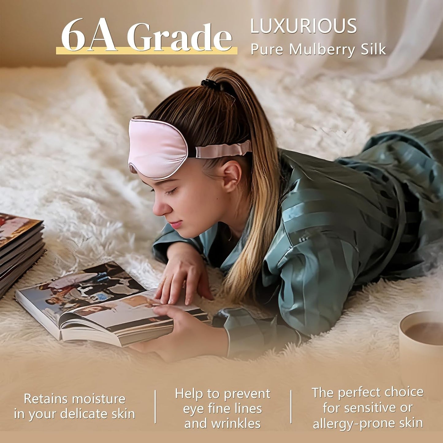ZIMASILK Adjustable 22 Momme 100% Pure Mulberry Silk Sleep Mask, 3D Contoured Cup Eye Mask for Sleeping, Super Soft Breathable Blindfold, Perfect Blocks Light for Sleeping (Black)