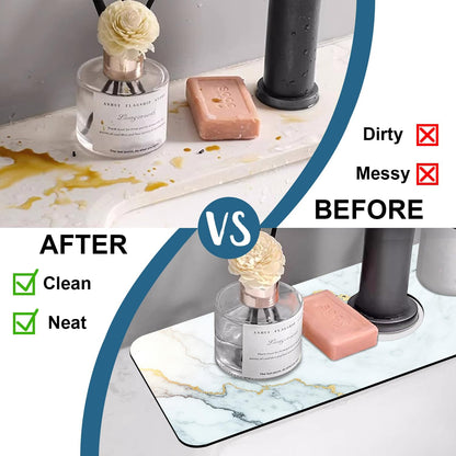 Faucet Mat for Kitchen Sink Absorbent Splash Guard Bathroom 23.5"X5.5"