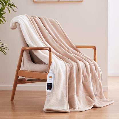 Sealy Electric Blanket Throw 50×60, Flannel to Sherpa, Charcoal
